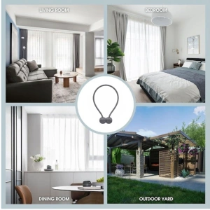 Accesoriu magnetic pentru perdele, snur textil impletit, 44 cm, gri antracit - Img 9