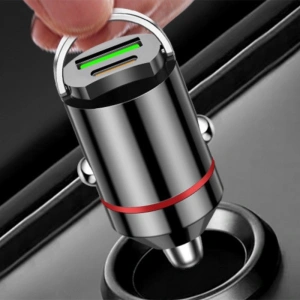 Adaptor auto 2 in 1 din aliaj metalic, cu port Type-C si port USB, putere 100 W - Img 2