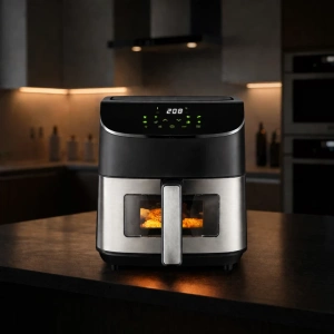 Air Fryer 6L cu fereastra de vizualizare, 1500W, 8 programe inteligente, panou tactil digital, temperatura reglabila 80-200°C, negru - Img 3