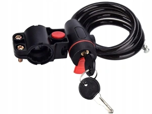 Antifurt bicicleta cu cheie, cablu din otel 120 cm, suport de montare pe cadru inclus, invelis PVC protector, sistem blocare rapida, negru - Img 10