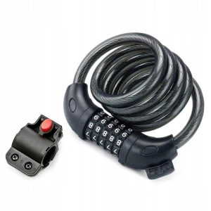 Antifurt cu cifru, suport de atasare pentru bicicleta, otel/PVC, lungime cablu 120 cm, negru - Img 6