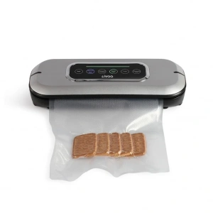 Aparat de vidat electric portabil cu functie automata de sigilare, control digital, 85 w, lama de taiere integrata, accesorii incluse si vidare uscata sau umeda, negru argintiu