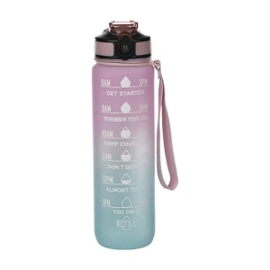 Bidon de apa 1L pentru fitness, sport, cu mesaje motivationale, BPA-Free, Non-Toxic, din Tritan - roz, albastru