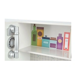 Bucatarie din lemn pentru copii,91x102 cm,2 becuri LED,sort de gatit - Alb - Img 9