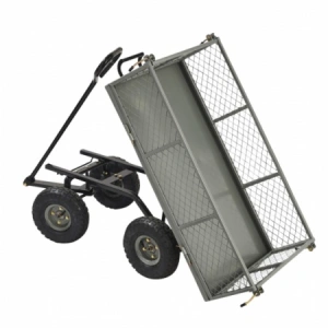 Carucior basculabil de curte,gradina,cadru metalic,roti pneumatice,sarcina maxima 200 kg - Gri - Img 2