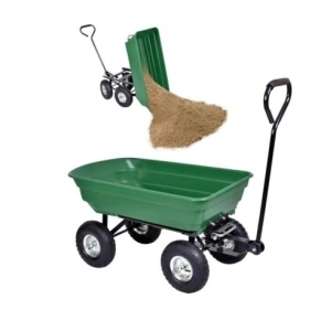 Carucior basculabil de curte,gradina,cadru metalic si cuva din material rezistent,sarcina maxima 250 kg - Verde - Img 2