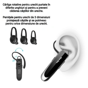 Casca Bluetooth 5.0 New Bee, wireless, autonomie 20 ore, husa transport si protectie inclusa - Img 7