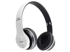 Casti audio, wireless, Bluetooth, lumini LED, radio FM, MP3, alb