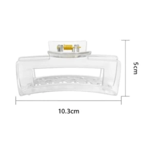 Clama par alba 10.3 x 5 cm, cleste lat din plastic rigid, fixare sigura pentru coc, coada si par lung - Img 4