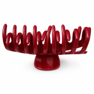 Cleste pentru par, visiniu 10.9 x 4.5 cm, plastic rigid cu deschidere larga, prindere rapida pentru par lung, gros si voluminos - Img 3