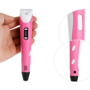 Creion 3D cu filament, roz alb, set complet 1.75 mm, 20 culori, 110 m, suport silicon, sabloane, degetare, ecran LCD, temperatura reglabila, duza ceramica - Img 10