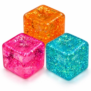 Cub antistres 5 x 5 x 5 cm, 140 g, cu sclipici, jucarie senzoriala