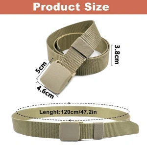 Curea barbati din nylon ajustabila, design fara gauri, catarama din plastic rezistent, 120 cm, auriu - eleganta, practica si confortabila pentru uz zilnic - Img 4