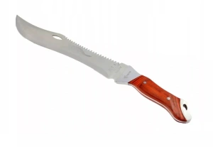 Cutit de vanatoare, tip maceta, maner ergonomic, 47 cm, husa inclusa, maro/argintiu