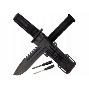 Cutit vanatoare tactic militar cu teaca multifunctionala, otel 420J2, lama fixa 31 cm, ascutitor, amnar si fluier incluse - Img 2