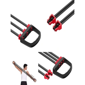Extensor cu 5 benzi elastice de rezistenta pentru fitness - antrenament complet, portabil, reglabil, 67 cm, negru - Img 5