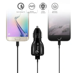 Incarcator bricheta auto 12V-24V, 2x USB 3.0 cu incarcare rapida - Negru - Img 5