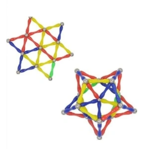 Joc de constructie magnetic multicolor, 50 piese 3D, set educativ cu forme geometrice si magneti, pentru dezvoltarea creativitatii si gandirii spatiale, 3 ani+ - Img 11