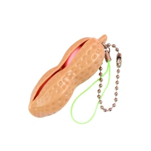 Jucarie antistres, fidget, model aluna, tip breloc, plastic si silicon, 6 x 1.8 cm, crem/roz - Img 8