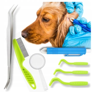 Kit pentru indepartarea capuselor, 7 piese, carlige, pensete, lupa, pieptene, carcasa depozitare - Img 5