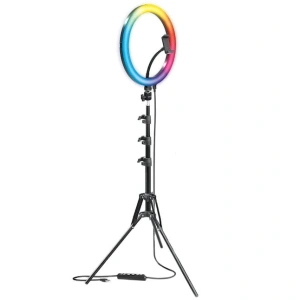 Lampa circulara LED 30 cm diametru,RGB, mini trepied inclus - Img 3