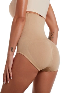 Lenjerie modelatoare talie inalta compresie abdomen si efect lifting posterior, fara cusaturi, bej, marime M/L - Img 12