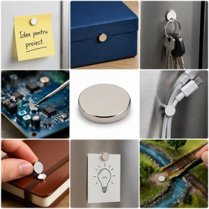 Magnet neodim disc 10 x 1.5 mm N48, puternic pentru fixare precisa, electronica, inchidere cutii si aplicatii tehnice - Img 3