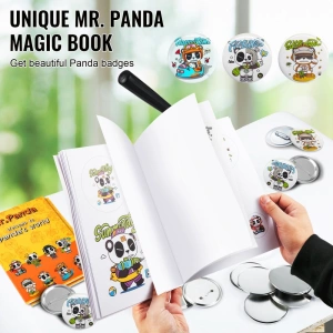 Masina 2 in 1 de facut insigne, include matrite 32 mm si 58 mm, kit complet 500 piese, maner ergonomic, ideal pentru branding, scoli, ateliere creative si proiecte DIY - Img 3