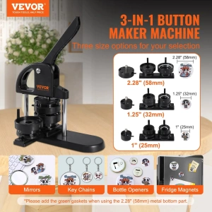 Masina de facut insigne, aparat 3 in 1 pentru insigne de 25, 32, 58 mm, kit 300 piese, ideal pentru proiecte DIY, evenimente si branding personalizat - Img 5