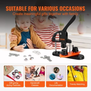 Masina de productie a insignelor, dispozitiv 25 mm, kit complet cu 500 piese, maner ergonomic, ideal pentru personalizare, branding, ateliere creative si activitati DIY - Img 4