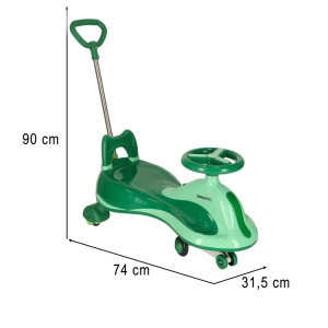 Masinuta pentru copii, fara pedale, maner ghidare, greutate maxima suportata 100 kg, 90 x 74 x 31.5 cm, verde - Img 2