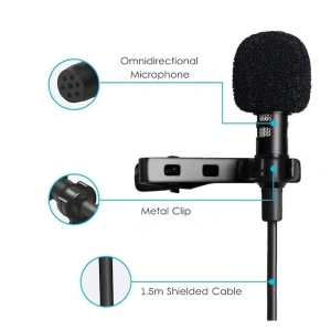 Microfon tip lavaliera, cu fir, Type-C - Jack 3.5 mm, lungime cablu 1.5 m, negru - Img 2