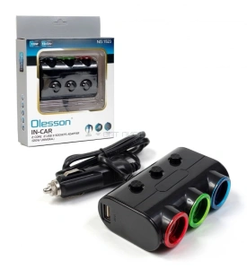 Multiplicator bricheta auto cu 3 iesiri si 2 USB, putere 120W, 12-24V - Negru - Img 2