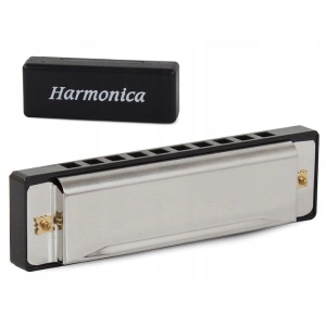 Muzicuta neagra argintie 10 x 2.8 x 2 cm, diatonica cu 10 gauri, acordaj Do, cu cutie de protectie, instrument muzical pentru copii si adulti - Img 9