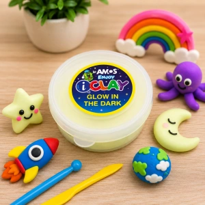 Plastilina creativa cu efect luminos, modelaj usor si uscare naturala la aer, 18 g, alb fosforescent - Img 2