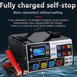 Redresor auto, multifunctional, afisaj LCD, 12V/24V, 140v-250v, negru - Img 5