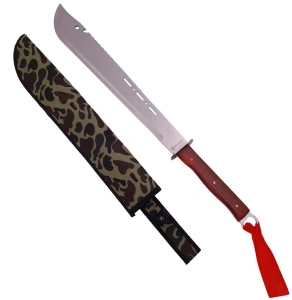 Sabie de vanatoare, tip maceta, maner ergonomic din lemn, otel inoxidabil, 70 cm, husa inclusa - Img 5