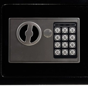 Seif metalic antiefractie cu inchidere digitala si cheie de siguranta, capacitate 10L, otel rezistent, montaj pe perete, negru elegant - Img 8