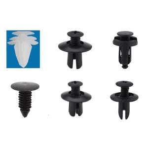 Set 100 clipsuri auto universale pentru fixare, din plastic rezistent, alb/negru, cu cutie compartimentata - Img 7