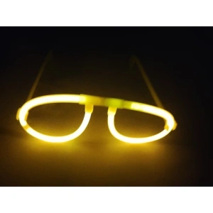 Set 2 ochelari decorativi fluorescenti pentru petreceri si festivaluri, design rotund, accesorii luminoase din plastic, galben - Img 4