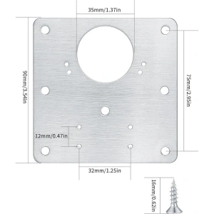 Set 2 placi pentru repararea balamalelor mobilier, inox rezistent, montaj rapid cu suruburi incluse, 9 x 9 cm, argintiu - Img 2