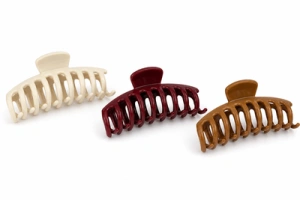 Set 3 clesti par, culori variate 10.9 x 4.5 cm, alese aleatoriu, accesorii late din plastic rigid cu arc metalic, pentru coc, par lung, gros si des - Img 2