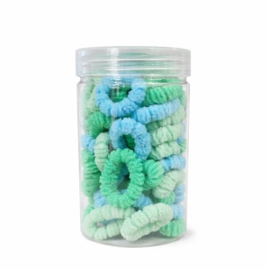 Set 50 elastice par verde si albastru, fixare sigura, borcan transparent depozitare - Img 1