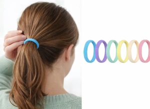 Set 6 elastice par textile multicolore diametru 5 cm pentru prindere par femei si copii, elastice par moi colorate - Img 3