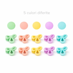 Set 8 cleme par fundita 1.5 cm pentru copii, plastic colorat, cutie hexagonala depozitare accesorii par fetite - Img 7