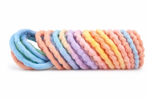 Set accesorii par 25 elastice 1.5 cm, 20 elastice spiralate, 20 elastice textile, 5 cleme ursulet 0.8 cm, multicolor, cutie depozitare - Img 5
