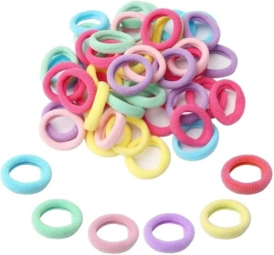 Set accesorii par copii cu elastice textile si elastice cauciuc multicolore, 5 cleme steluta si cutie organizator transparenta - Img 6