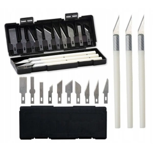 Set cutite modelare de precizie, 13 lame metalice, 3 manere, etui magnetic, pentru decupaj si lucrari fine