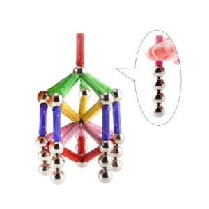 Set de constructie 3D, 50 piese, cu bile magnetice, tije din plastic, 4 culori diferite - Multicolor - Img 3