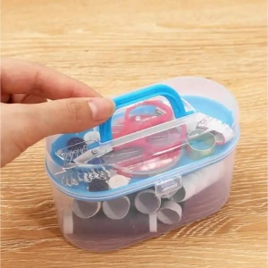 Set de croitorie, 32 de articole diferite, cutie cu clips pentru depozitare, plastic, 12.5 x 7.5 cm, multicolor - Img 3